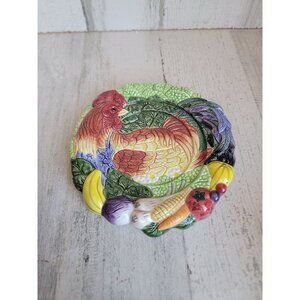 Fitz‎ Floyd classic rooster fruit vegetable plate xmas decor
